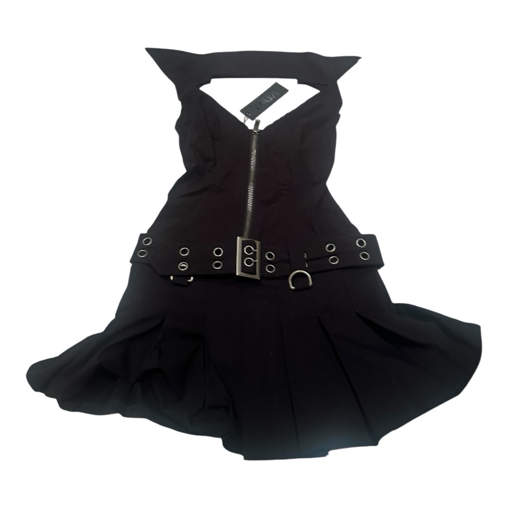 Dolls Kill Black Mini Dress with Zipper and Belt